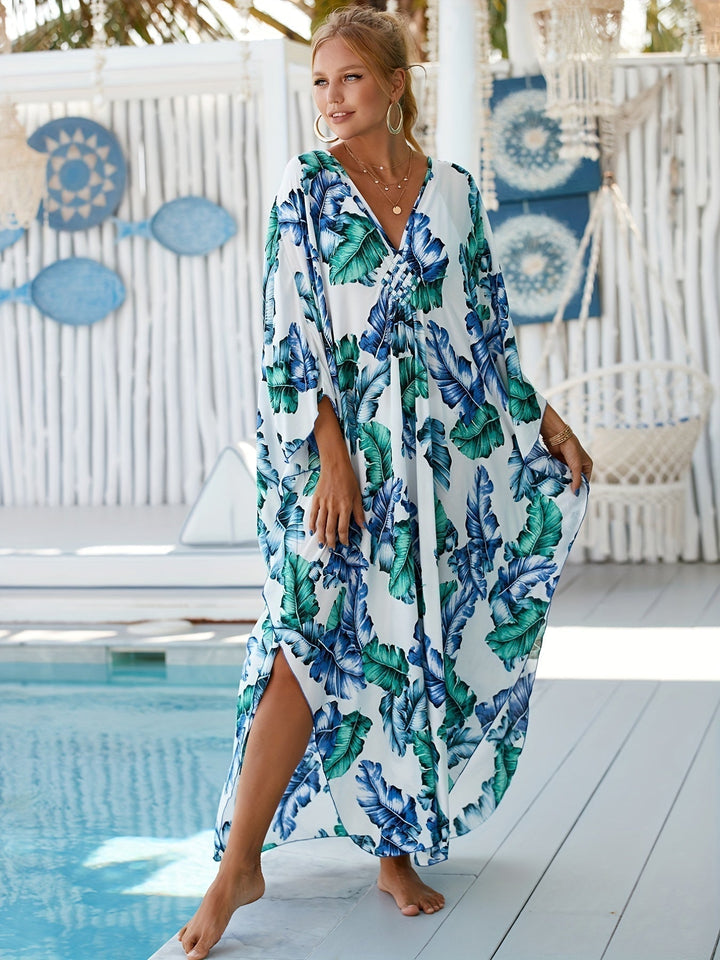 Alina - Tropical Palm Leaf Dress