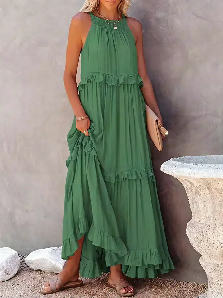 Victoria - Halter Ruffle Maxi Dress