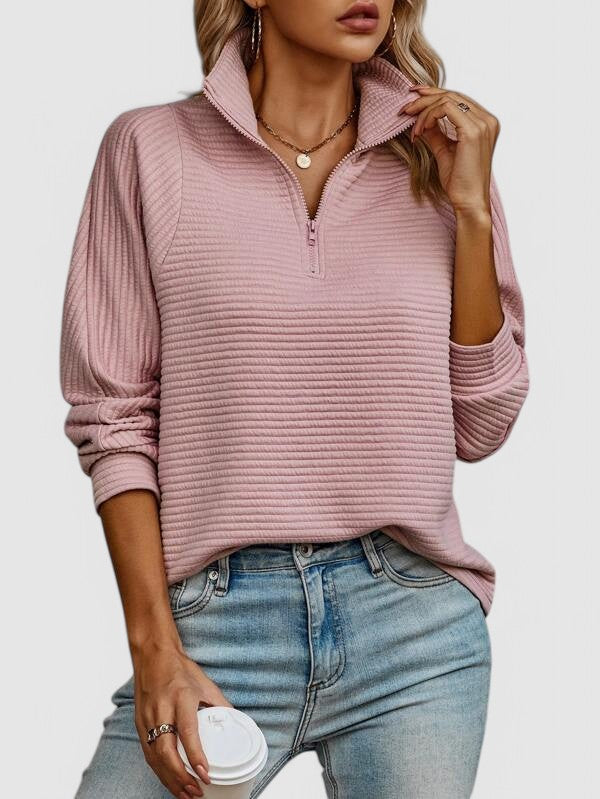 Rebecca - Textured Quarter-Zip Pullover