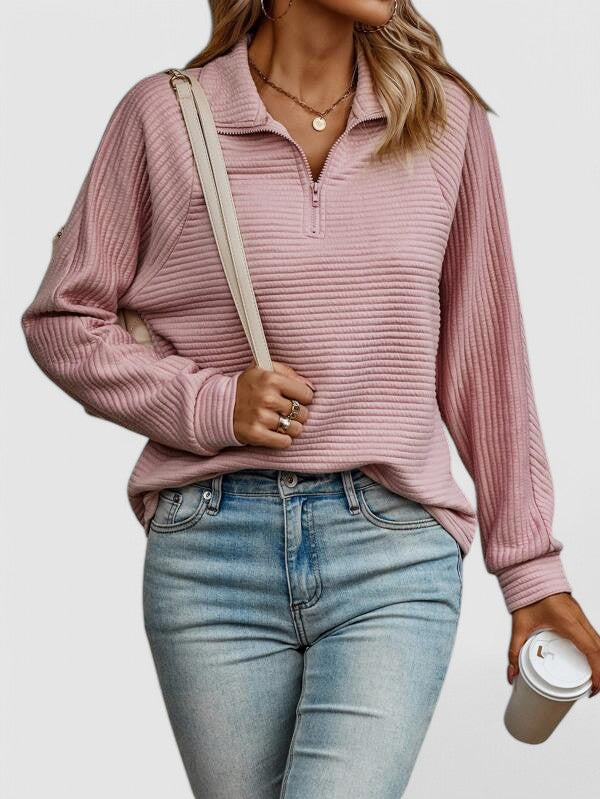 Rebecca - Textured Quarter-Zip Pullover