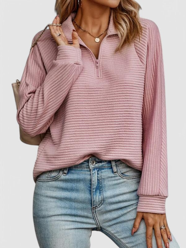 Rebecca - Textured Quarter-Zip Pullover