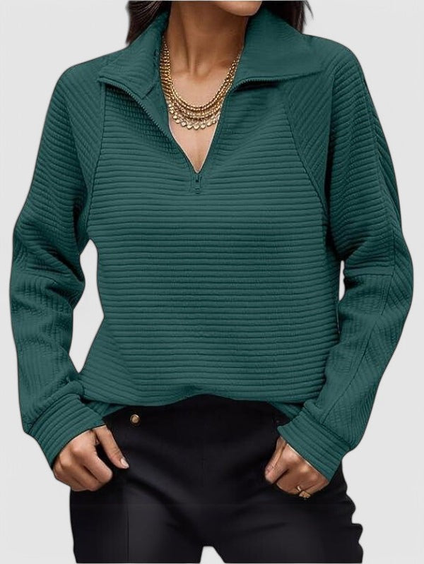 Rebecca - Textured Quarter-Zip Pullover