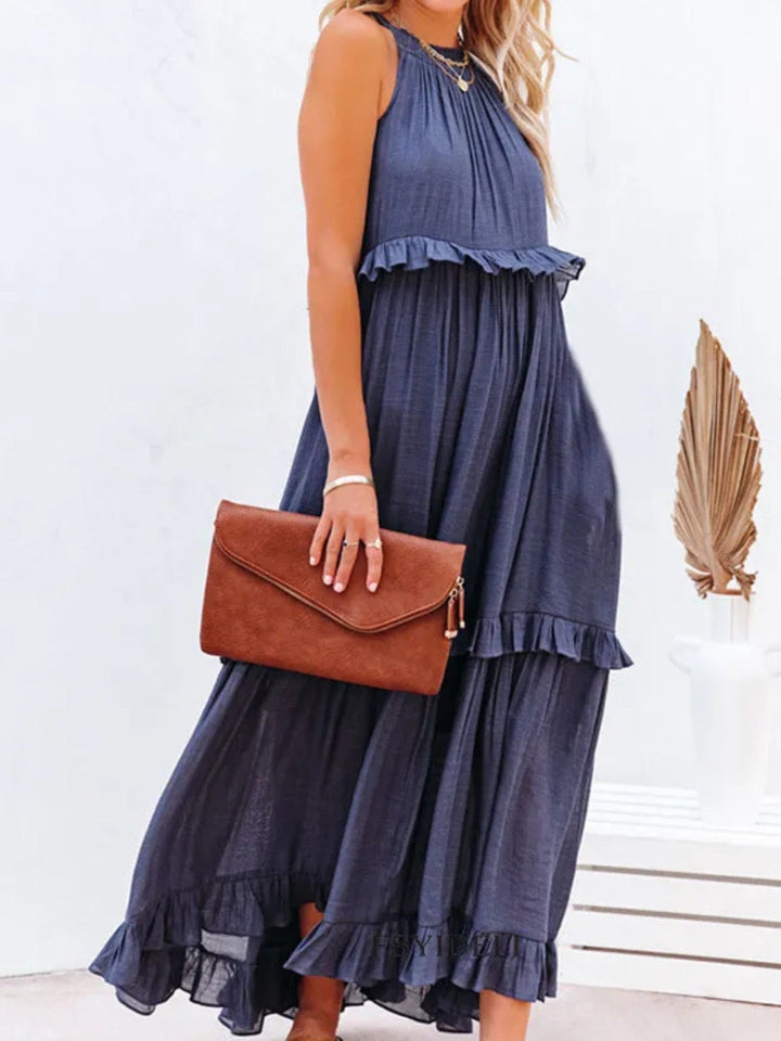 Victoria - Halter Ruffle Maxi Dress