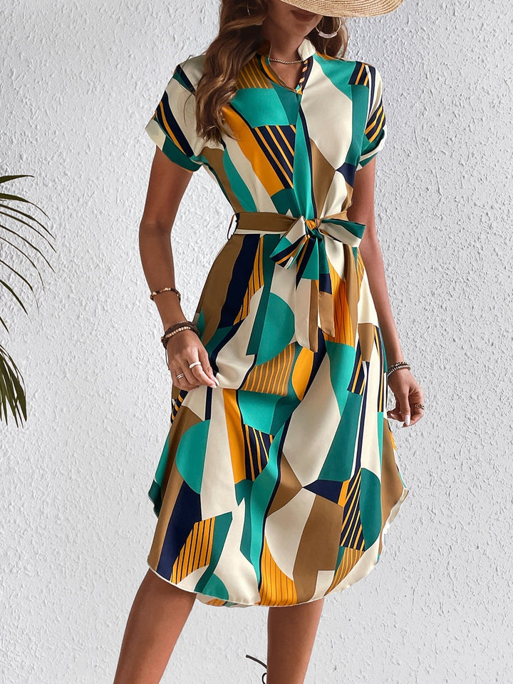 Celeste - Abstract Belted Midi Dress