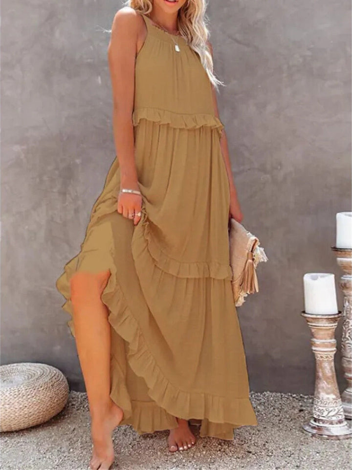 Victoria - Halter Ruffle Maxi Dress