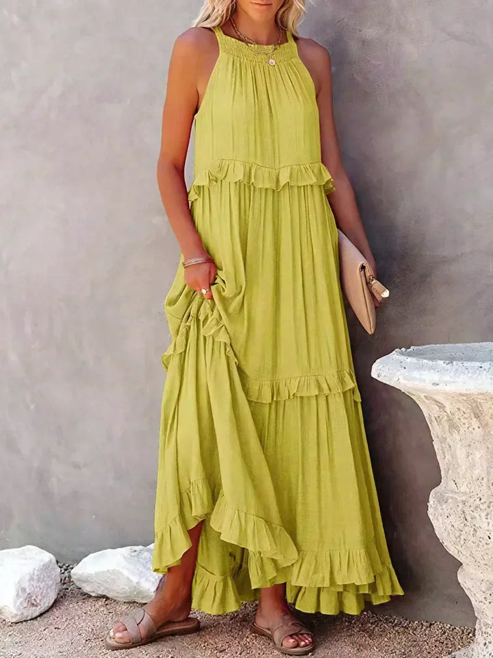 Victoria - Halter Ruffle Maxi Dress