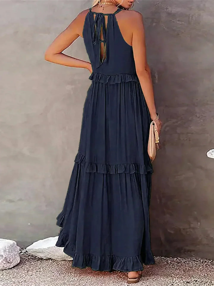Victoria - Halter Ruffle Maxi Dress