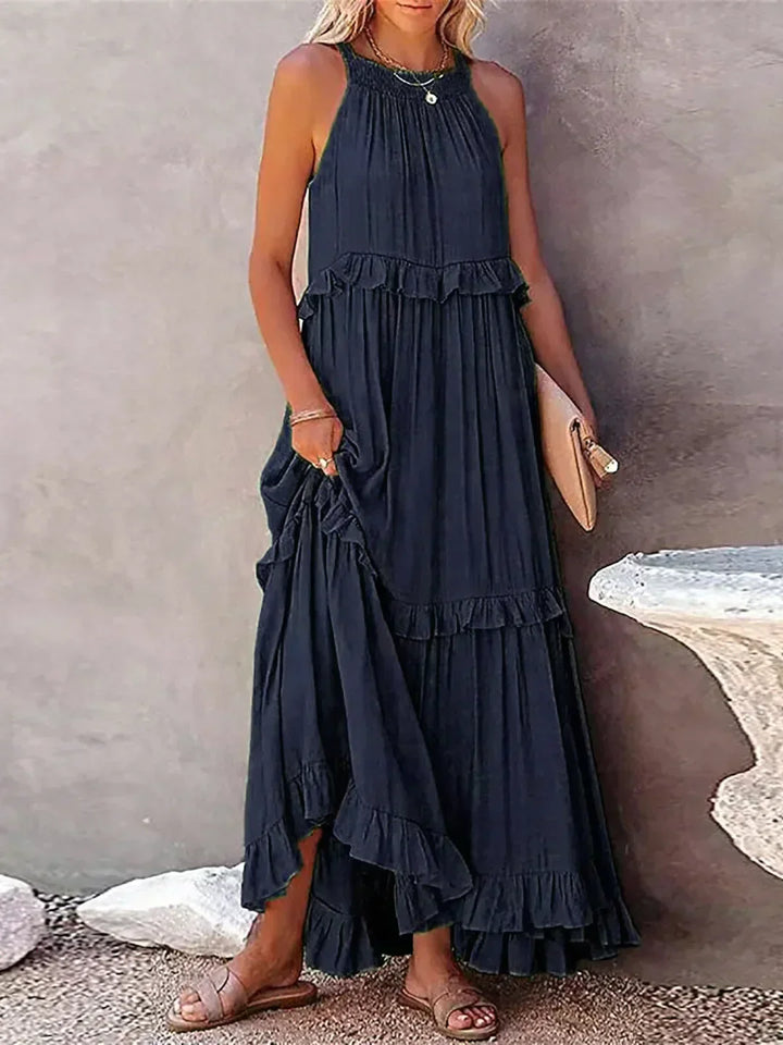 Victoria - Halter Ruffle Maxi Dress