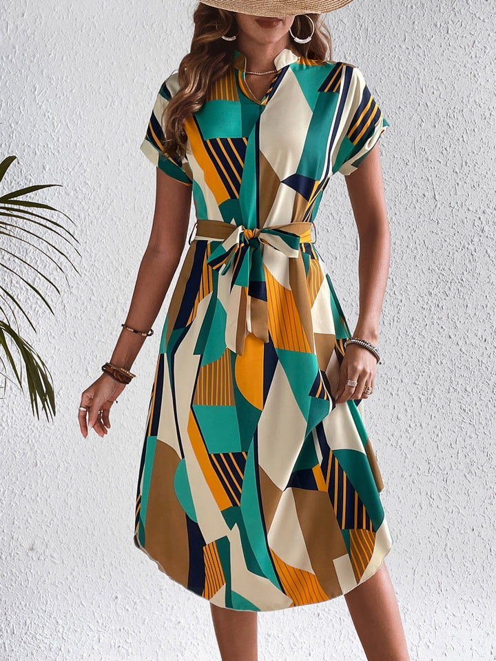 Celeste - Abstract Belted Midi Dress