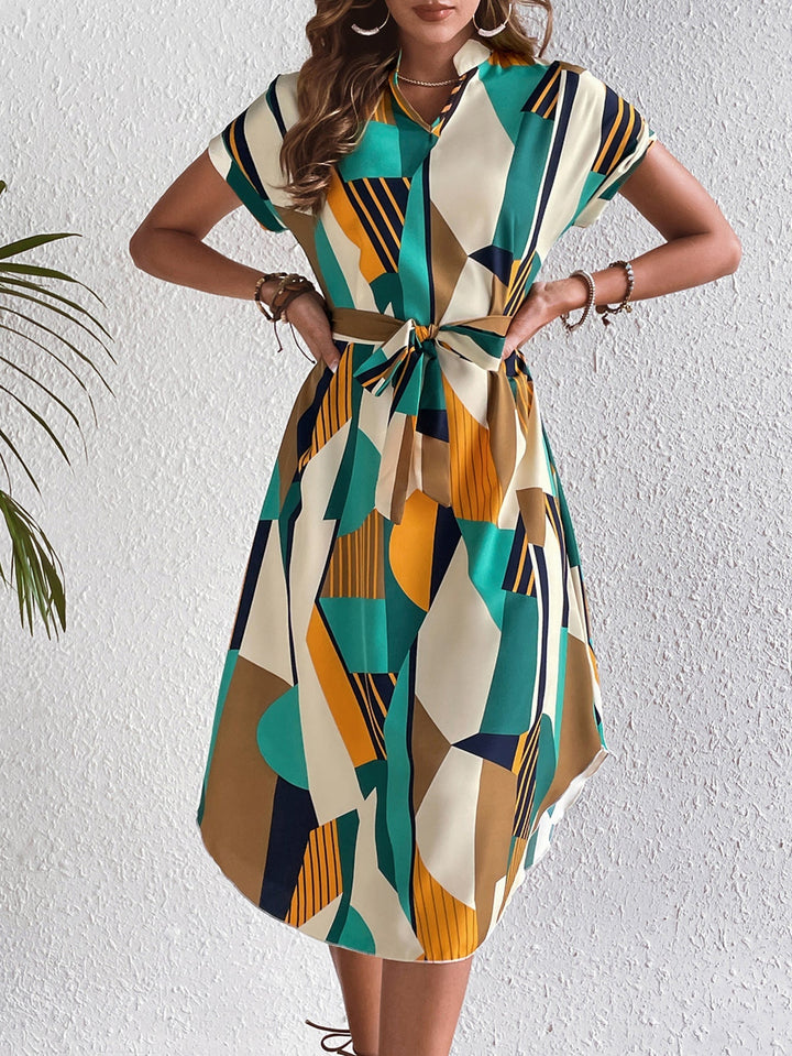 Celeste - Abstract Belted Midi Dress