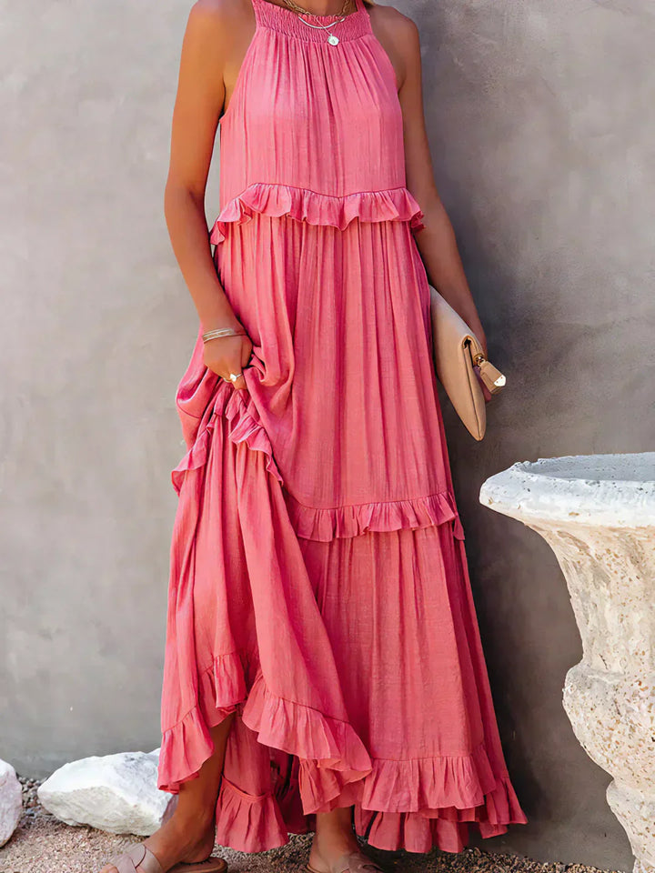 Victoria - Halter Ruffle Maxi Dress