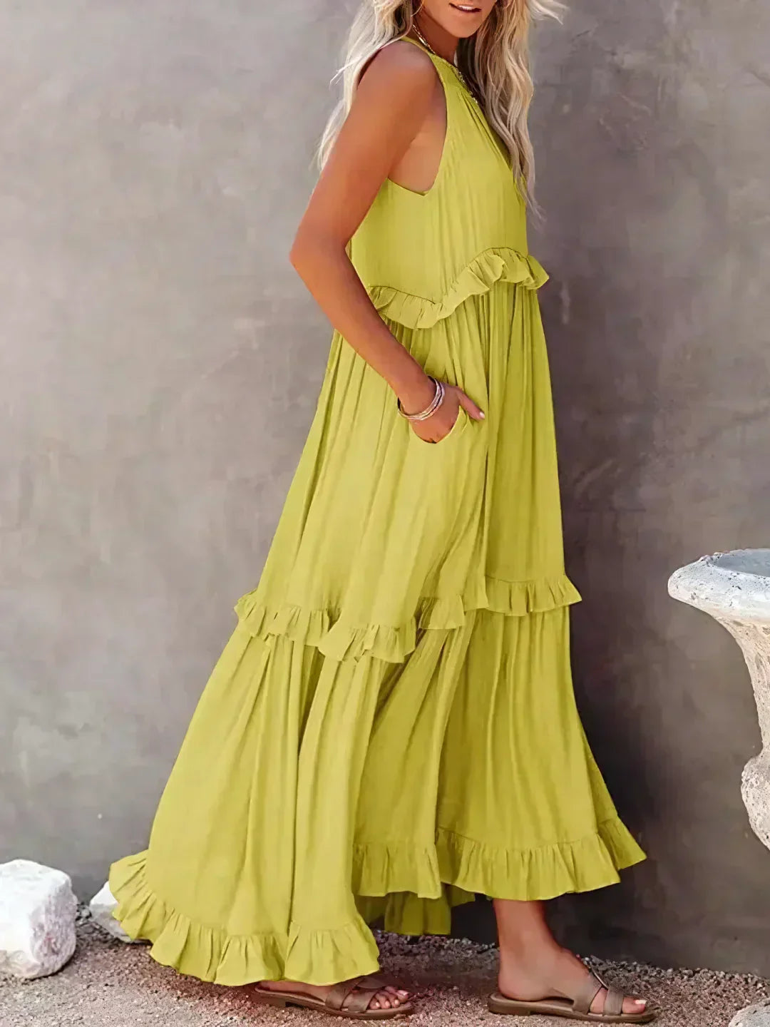 Victoria - Halter Ruffle Maxi Dress