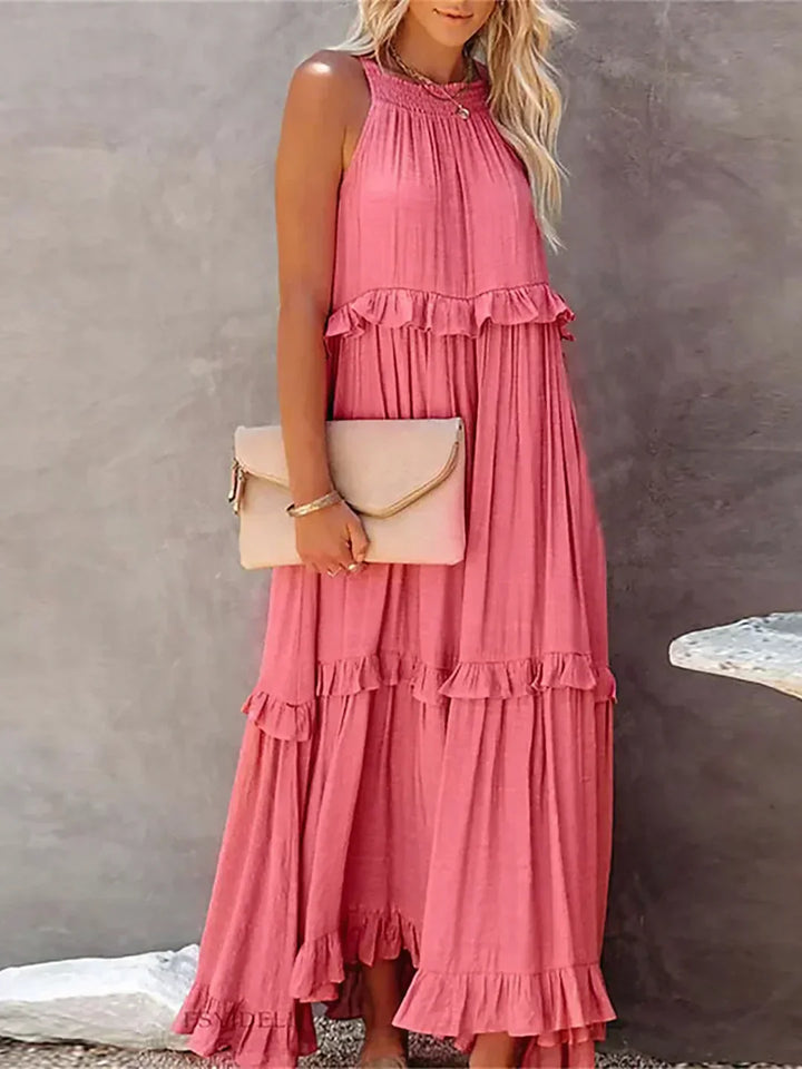 Victoria - Halter Ruffle Maxi Dress