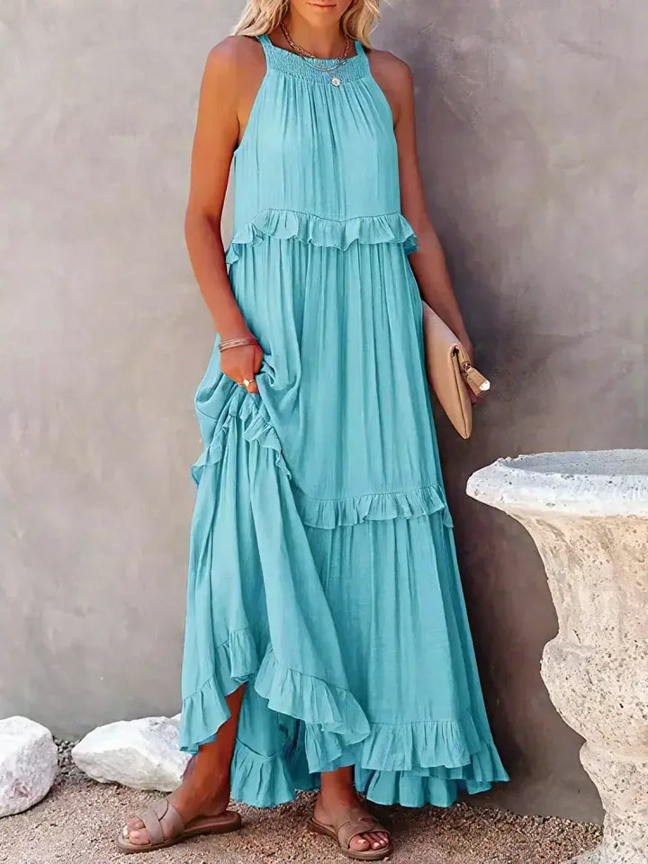 Victoria - Halter Ruffle Maxi Dress