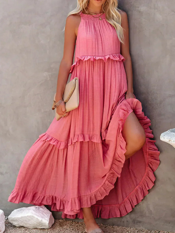 Victoria - Halter Ruffle Maxi Dress