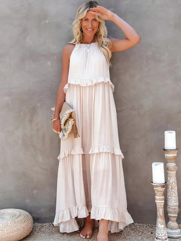 Victoria - Halter Ruffle Maxi Dress