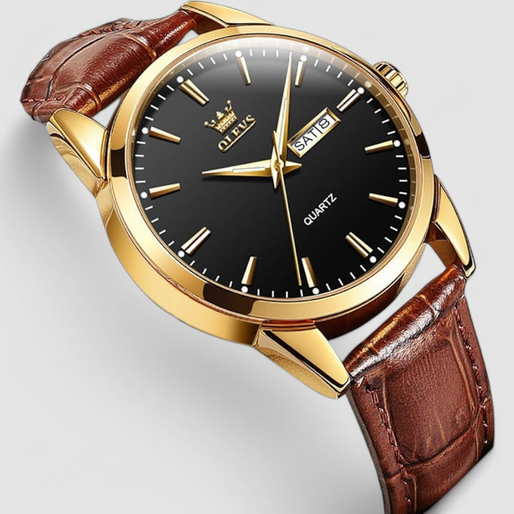 Callum – Prestige Mechanical Dress Watch with Leather Strap and Date Display