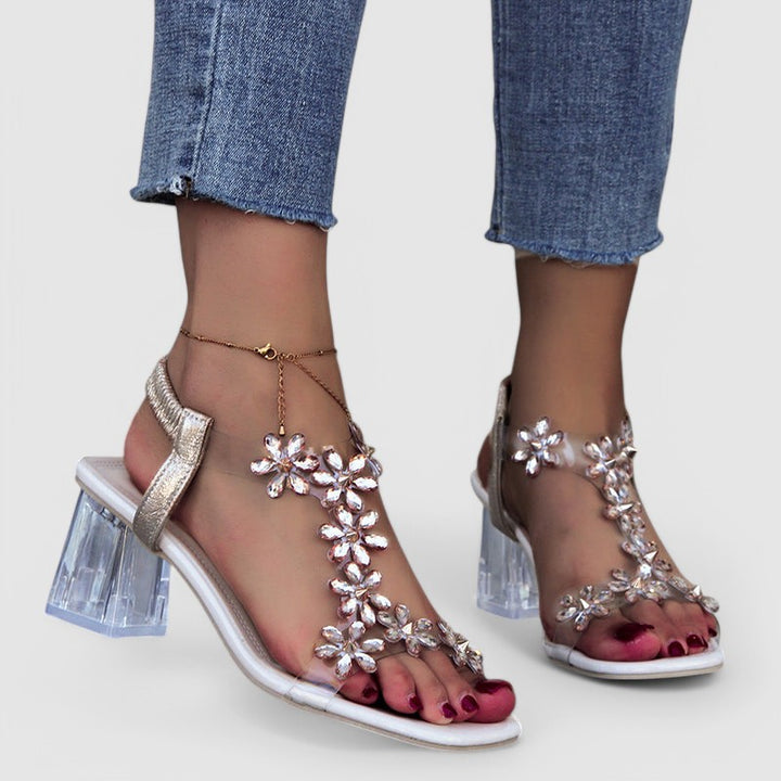 ISLA - Flower and Rhinestone Heel