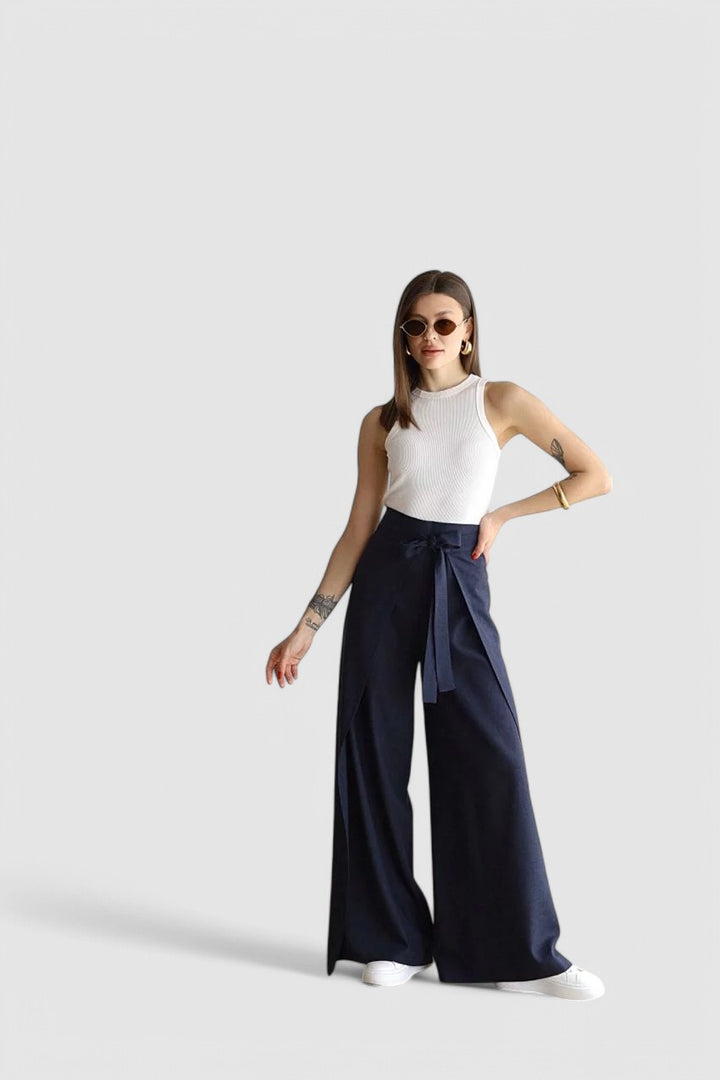 JANE - Wide-leg Pants in Cotton-Linen Blend