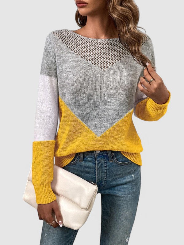 Amelia - Chevron Openwork Sweater