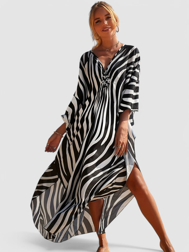 Olivia - Zebra Stripe Kaftan Dress