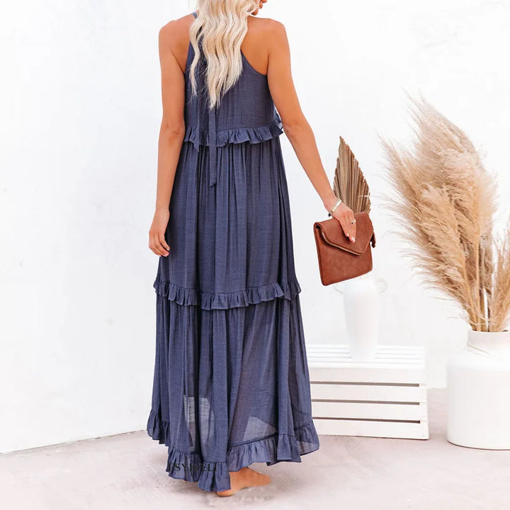 Victoria - Halter Ruffle Maxi Dress