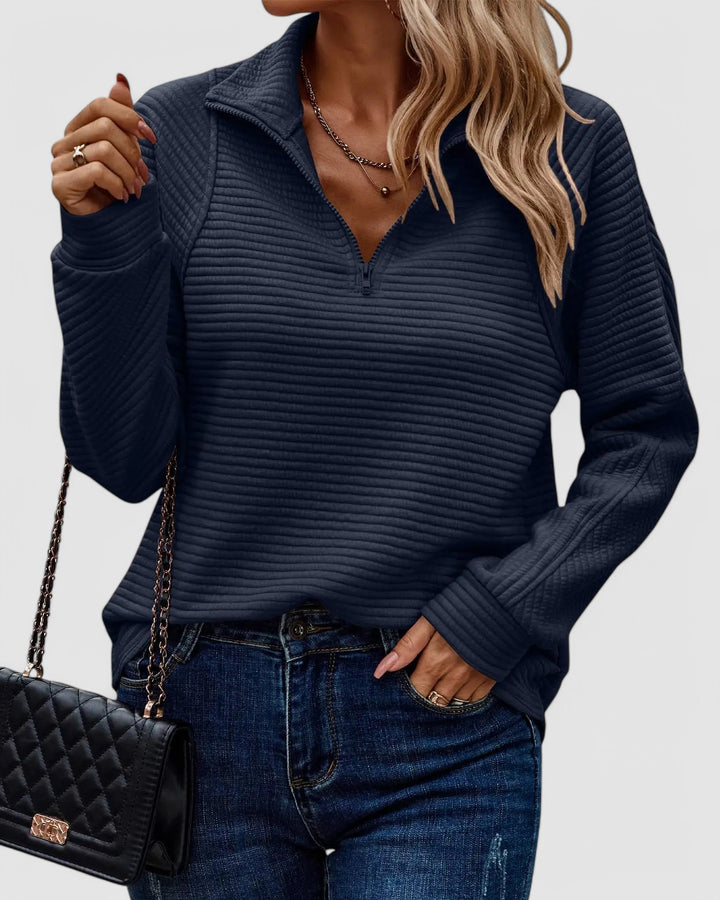 Rebecca - Textured Quarter-Zip Pullover
