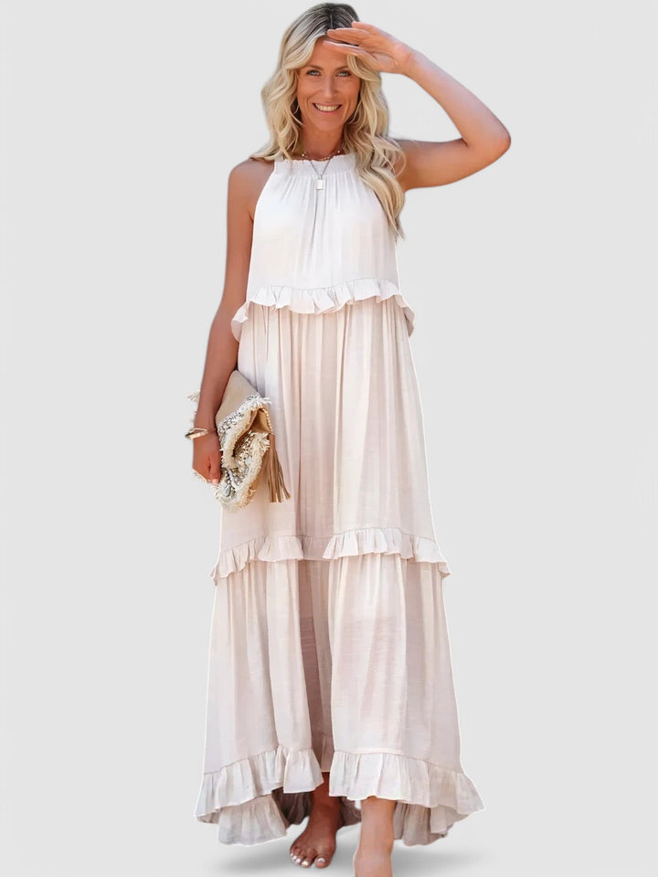Victoria - Halter Ruffle Maxi Dress