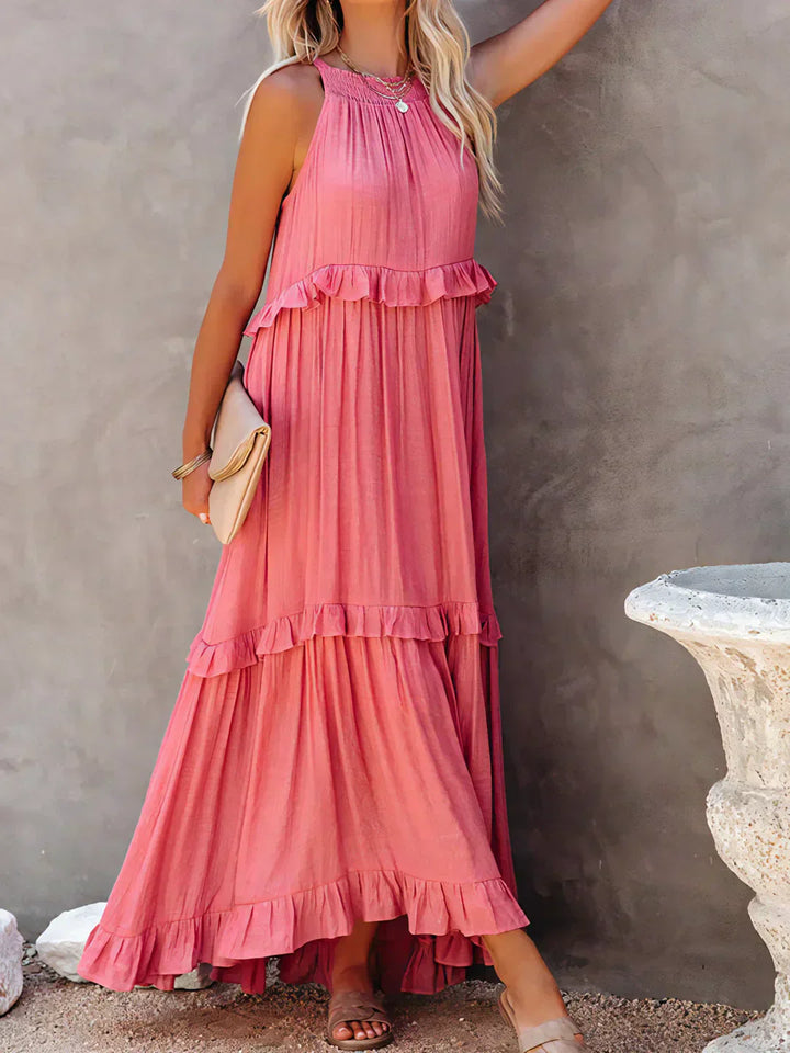 Victoria - Halter Ruffle Maxi Dress