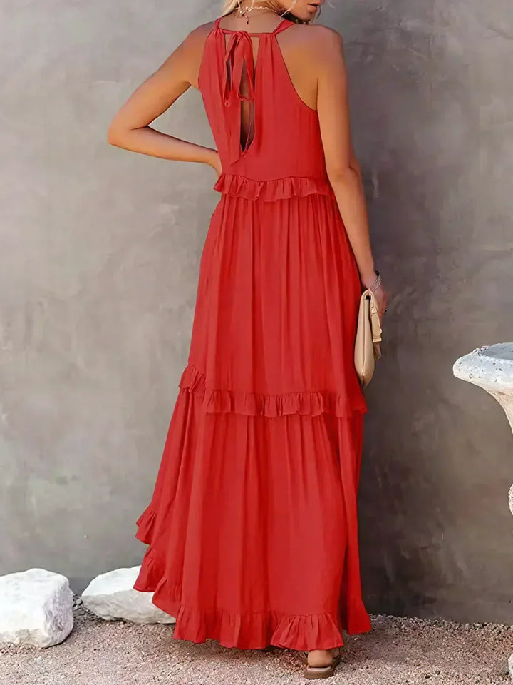 Victoria - Halter Ruffle Maxi Dress