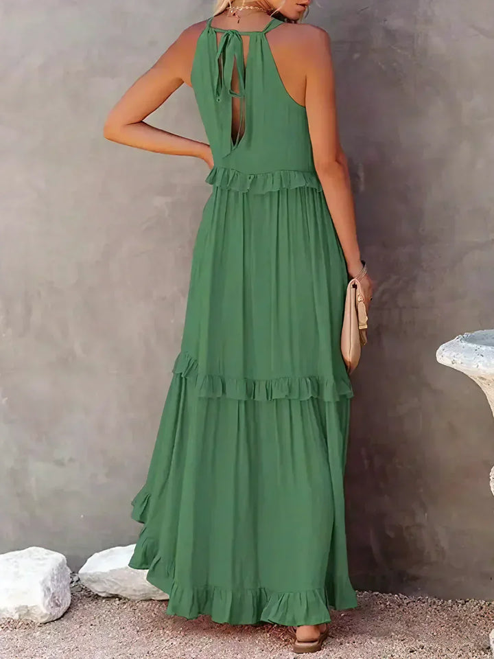 Victoria - Halter Ruffle Maxi Dress