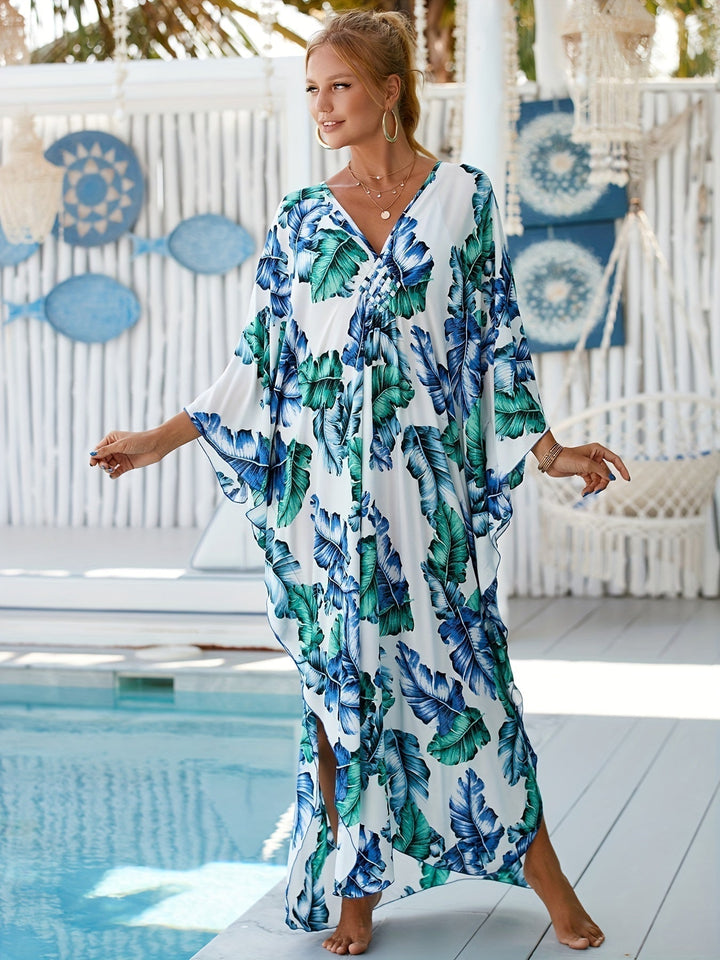 Alina - Tropical Palm Leaf Dress