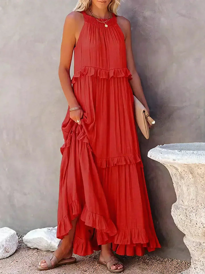 Victoria - Halter Ruffle Maxi Dress