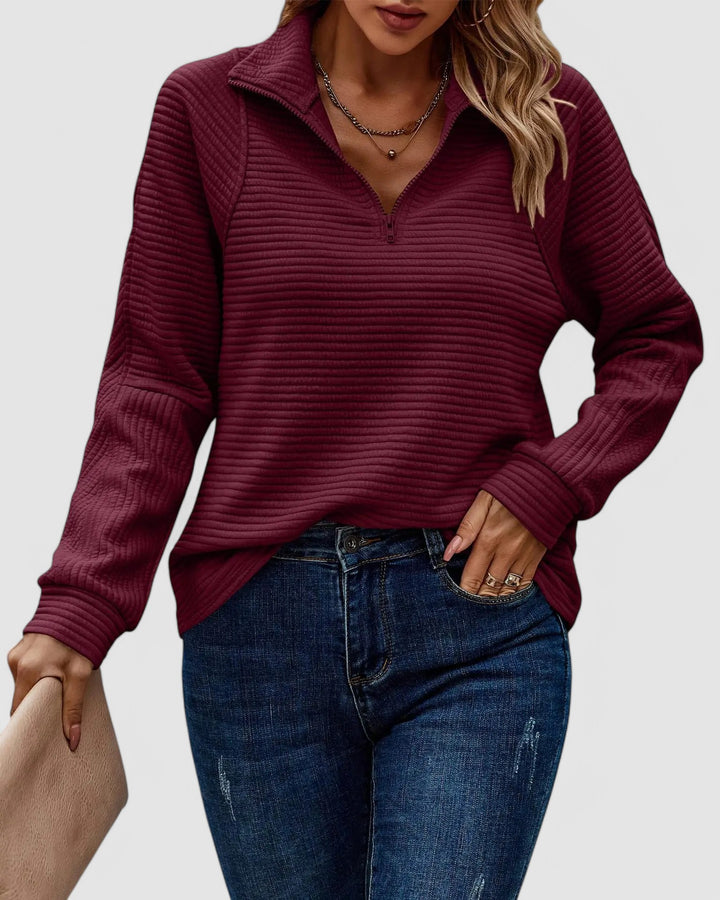 Rebecca - Textured Quarter-Zip Pullover